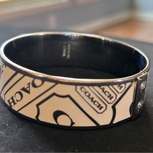 Coach Polished Silver-Tone Signature Engraved Bangle